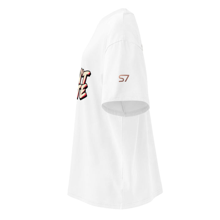 S7 Don’t Hate, Hydrate graphic T-shirt with bold “DON’T HATE” lettering on the front and a watermelon beneath “HYDRATE” on the back.