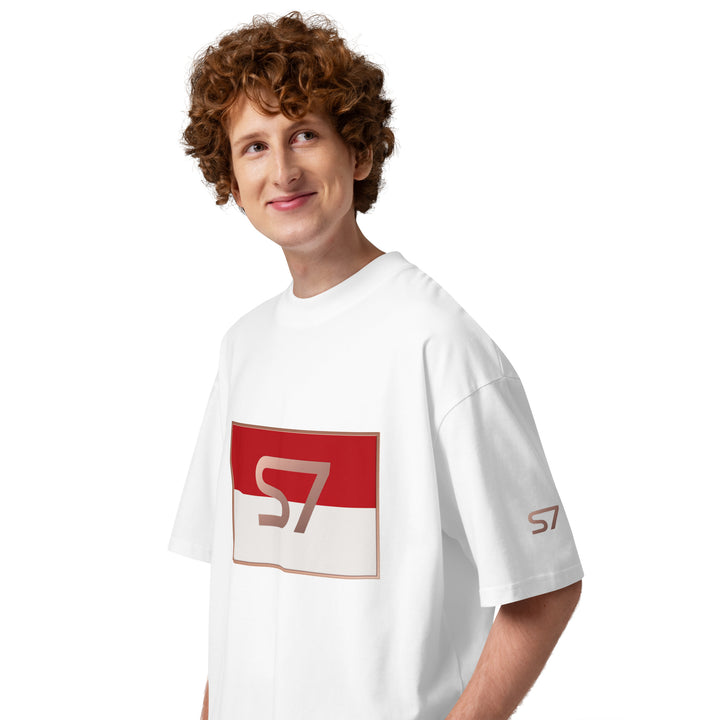 S7 Monaco Red &amp; White Oversized T-Shirt | STORE 7994