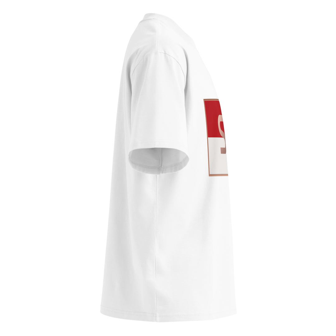 S7 Monaco Red &amp; White Oversized T-Shirt | STORE 7994