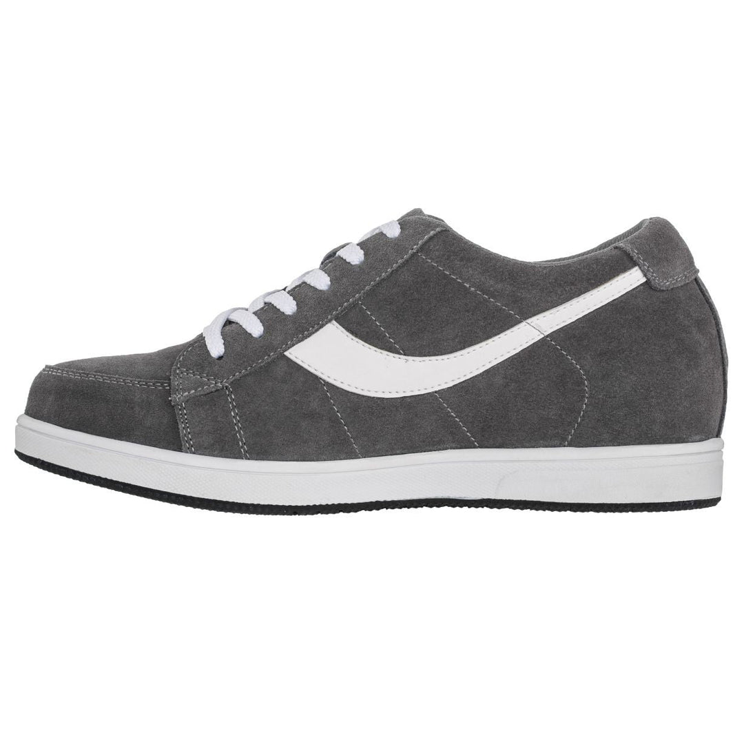 2.8-Inch TOTO Gray &amp; White Suede Leather Sneakers - A1911