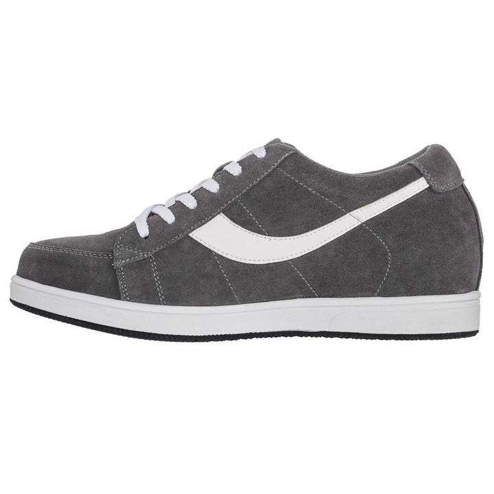 2.8-Inch TOTO Gray &amp; White Suede Leather Sneakers - A1911