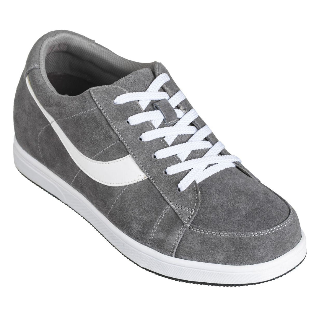 2.8-Inch TOTO Gray &amp; White Suede Leather Sneakers - A1911