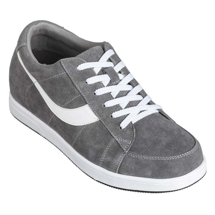 2.8-Inch TOTO Gray &amp; White Suede Leather Sneakers - A1911