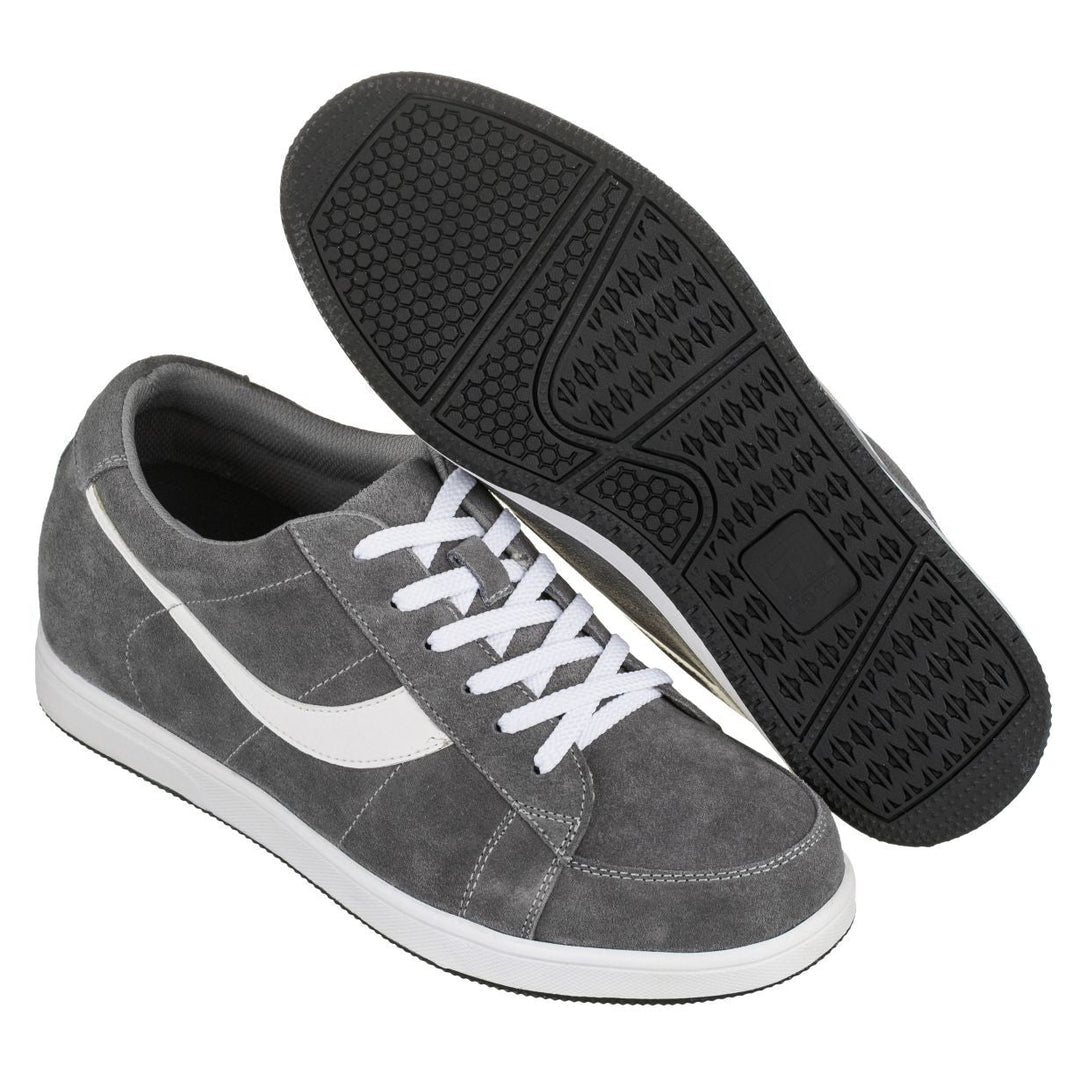 2.8-Inch TOTO Gray &amp; White Suede Leather Sneakers - A1911