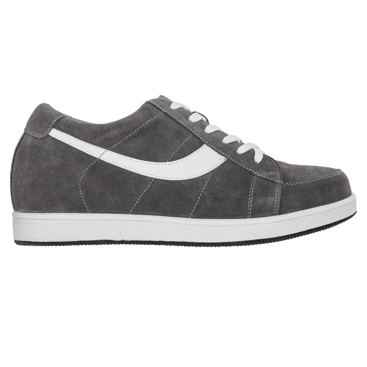 2.8-Inch TOTO Gray &amp; White Suede Leather Sneakers - A1911