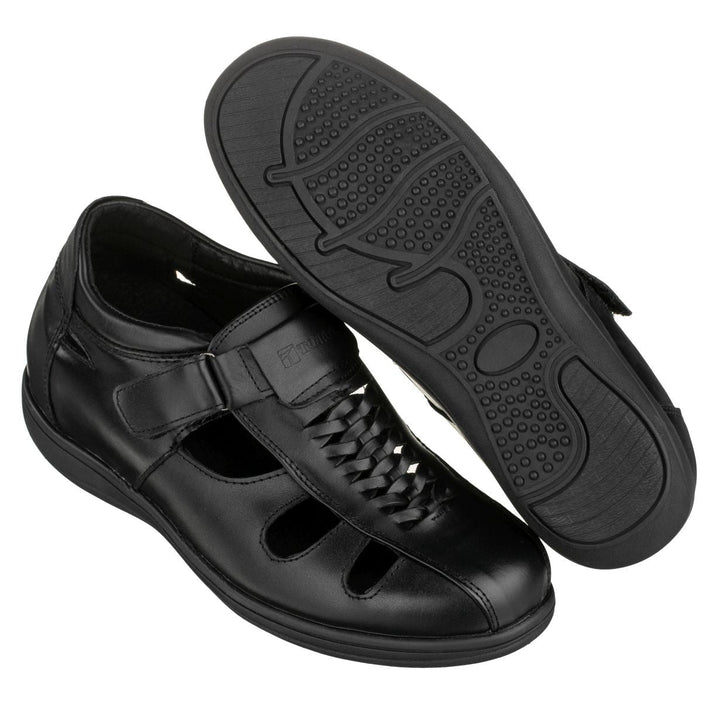 TOTO Black Braided Leather Sandals - Three Inches - G1307