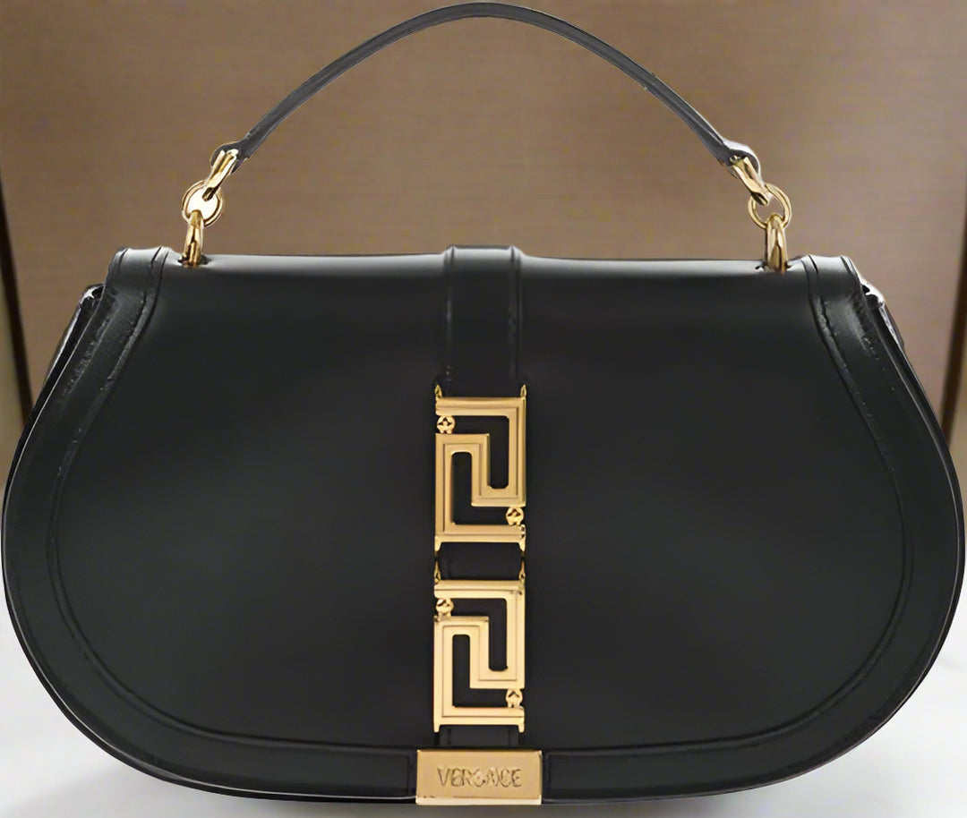 Versace Leather GRECA GODDES Saddle Bag with Golden Detail