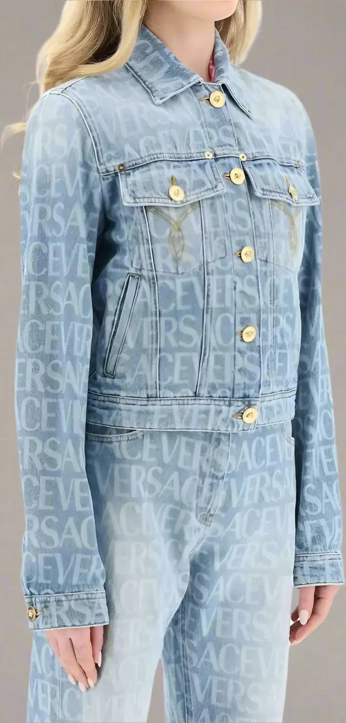 VERSACE women's logo monogram Denim Jacket
