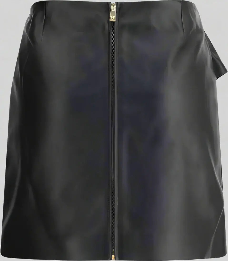 Black skirt with a zipper on a white background