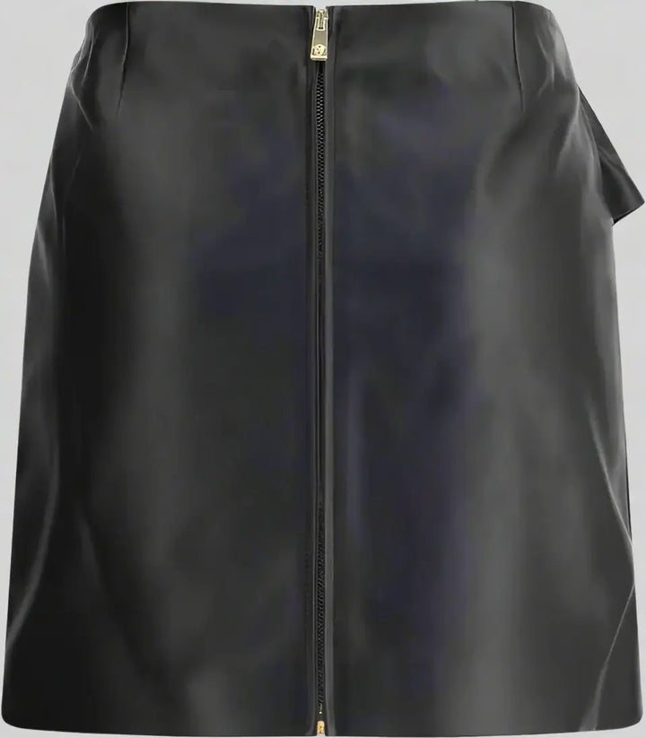 Black skirt with a zipper on a white background