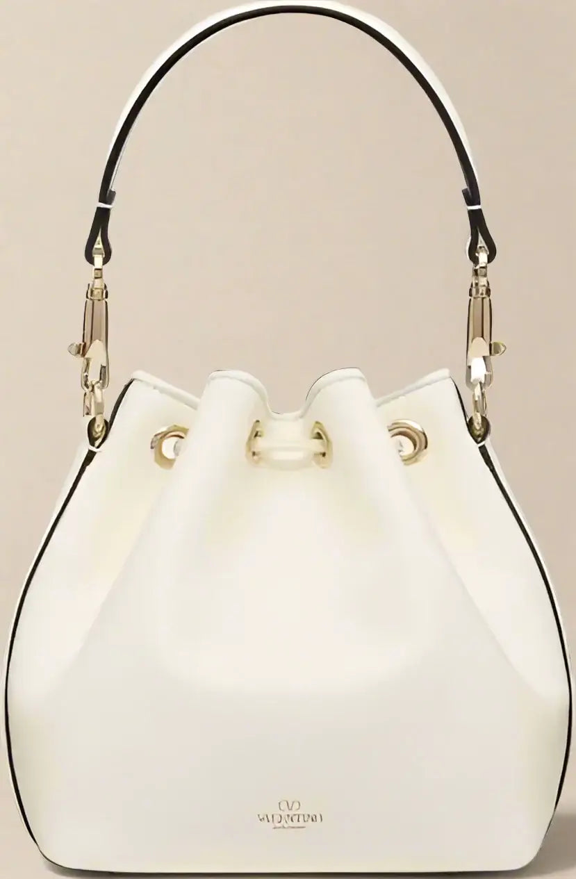 Valentino Garavani white Locò Leather Bucket Bag