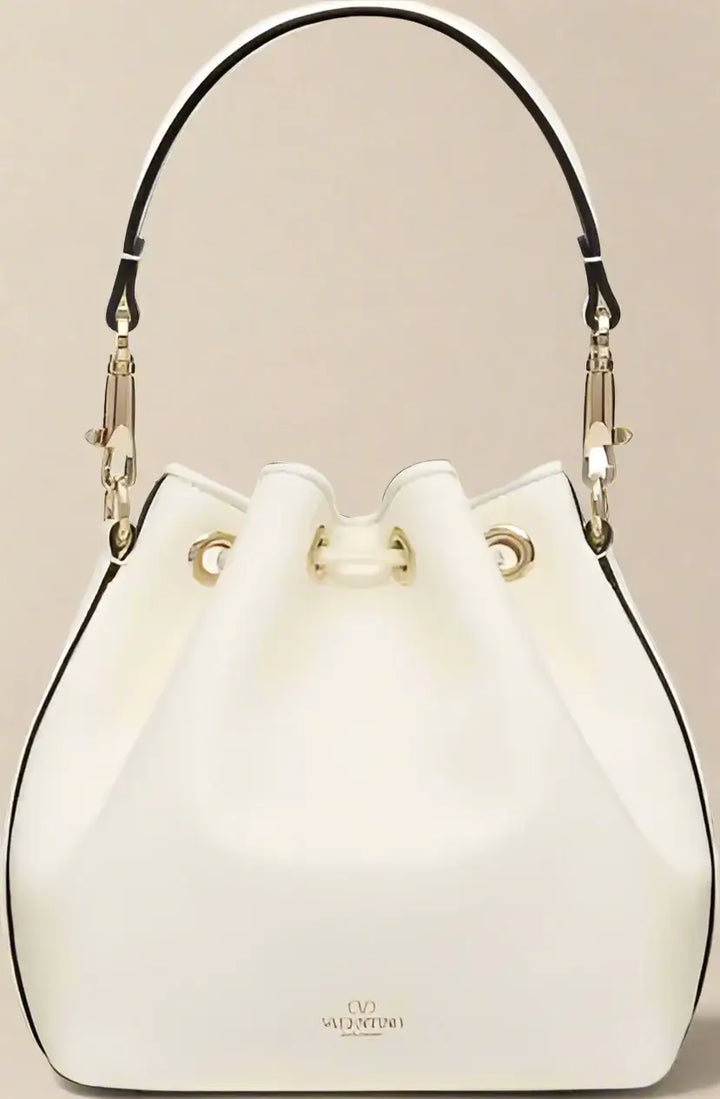 Valentino Garavani white Locò Leather Bucket Bag