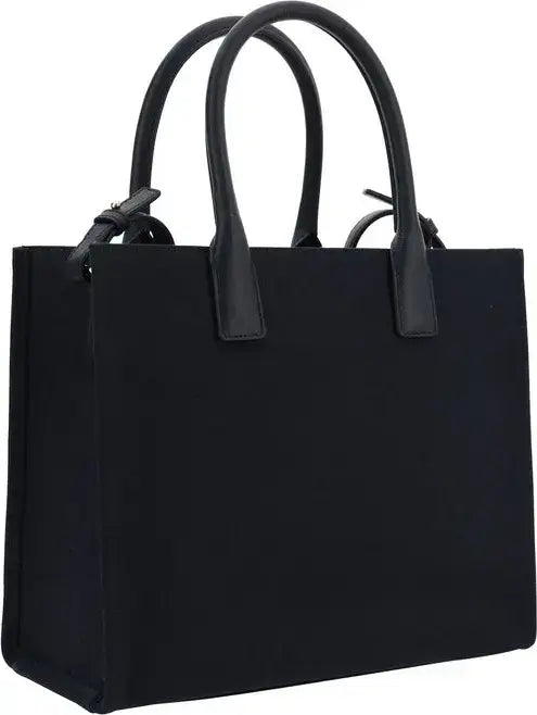 VERSACE women's black Cotton Medusa plaque Shoulder Bag