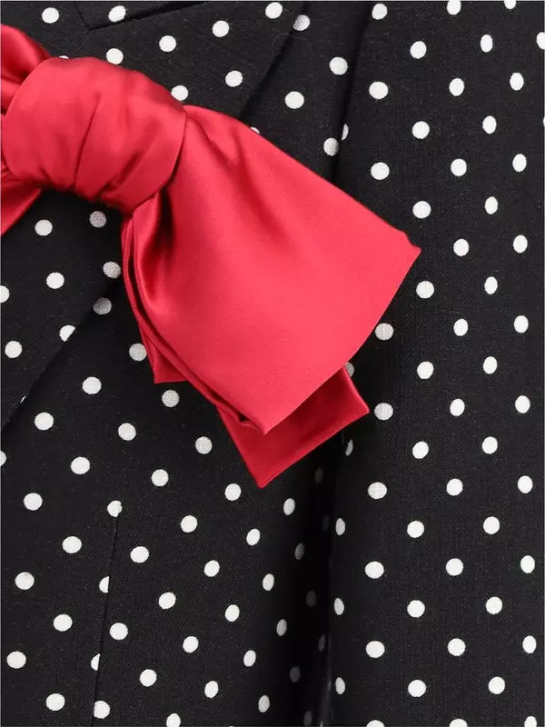 Valentino Polka dot single-breasted Blazer with read twist front ribbon fold