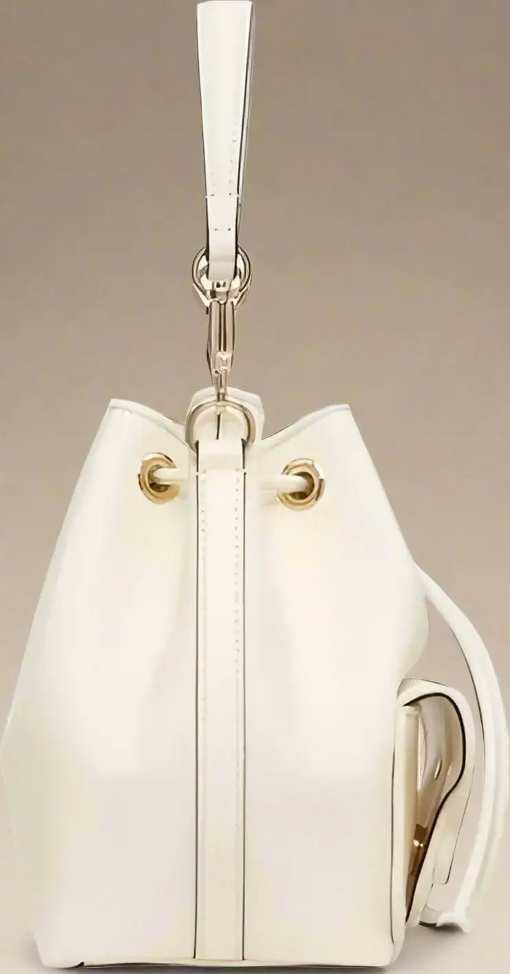 Valentino Garavani white Locò Leather Bucket Bag