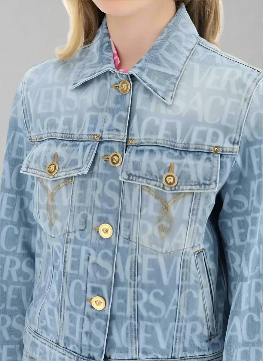 VERSACE women's logo monogram Denim Jacket