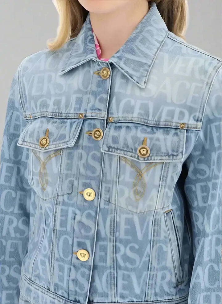 VERSACE women's logo monogram Denim Jacket