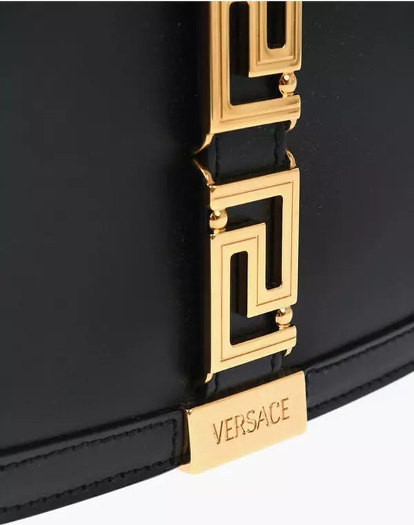 Versace Leather GRECA GODDES Saddle Bag with Golden Detail