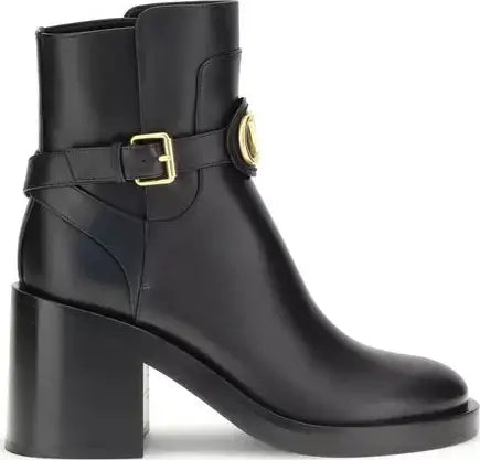 Valentino Garavani Women's Brown & black V-Logo Ankle Boots