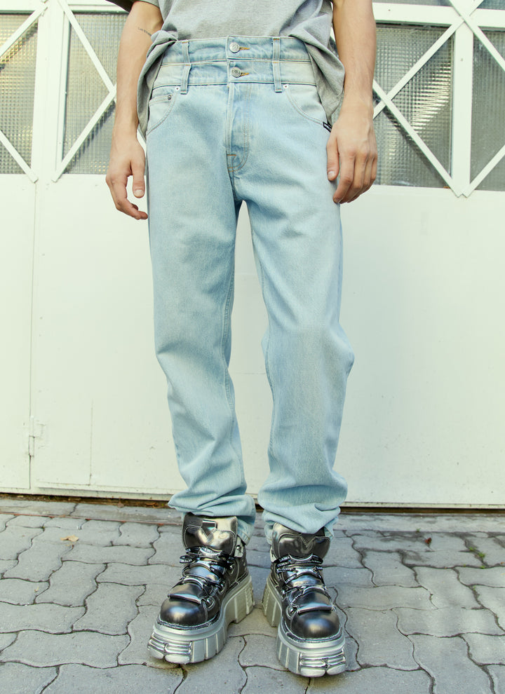 Vtmnts Men Double Waist Denim Jeans
