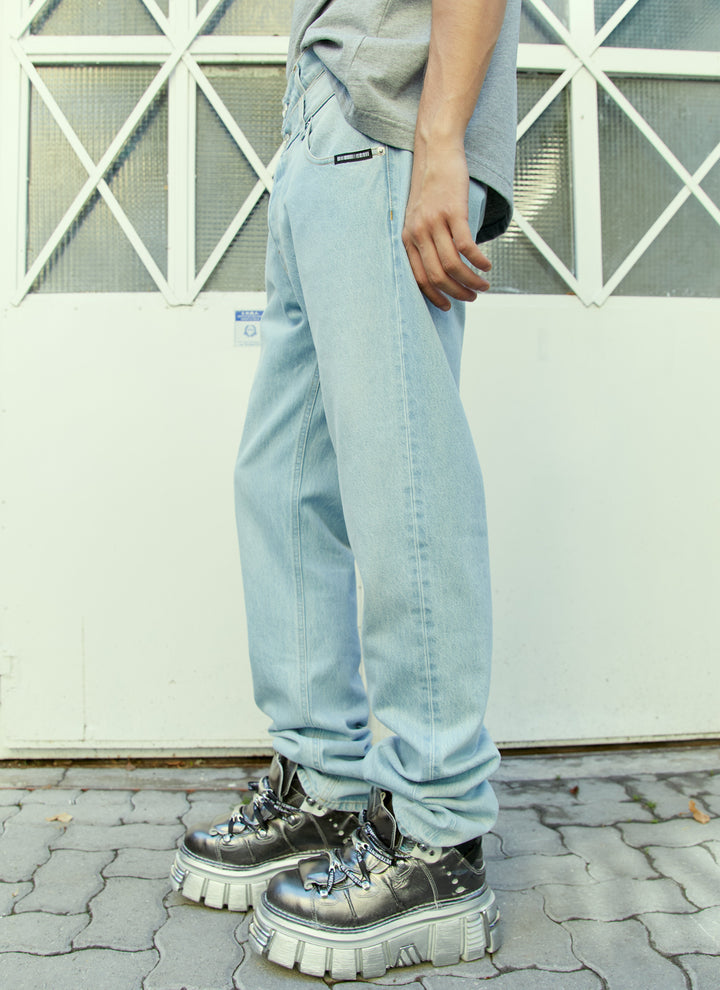 Vtmnts Men Double Waist Denim Jeans