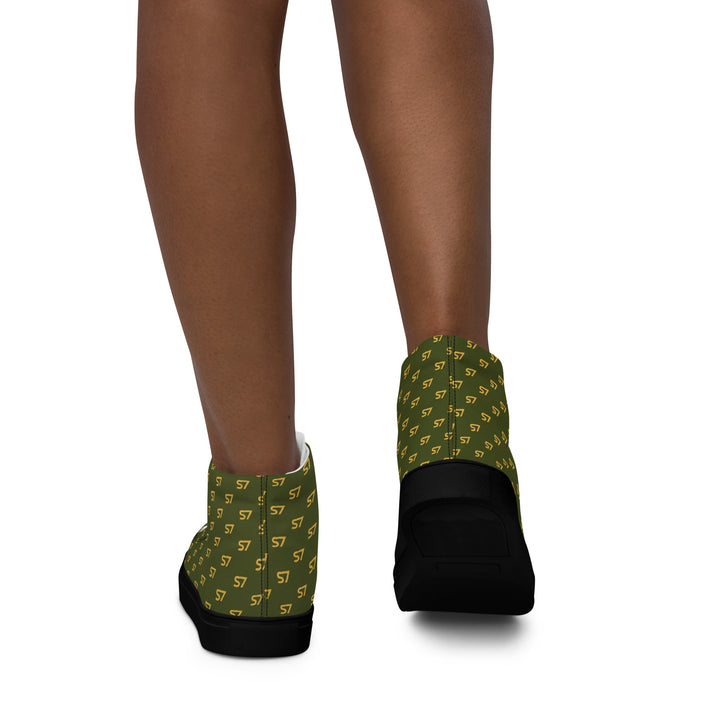 S7 Olive Royale | Women’s Monogram High-Top Canvas Sneakers