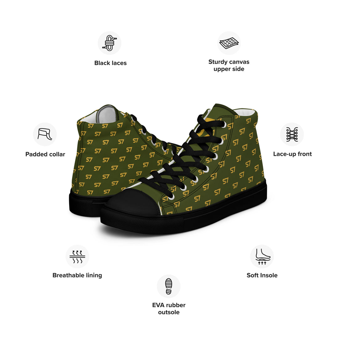 S7 Olive Royale | Women’s Monogram High-Top Canvas Sneakers