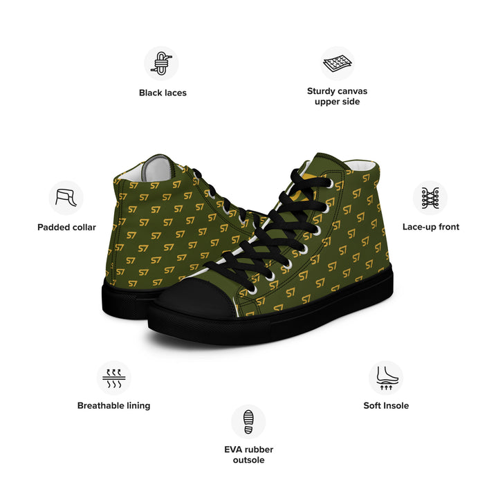 S7 Olive Royale | Women’s Monogram High-Top Canvas Sneakers