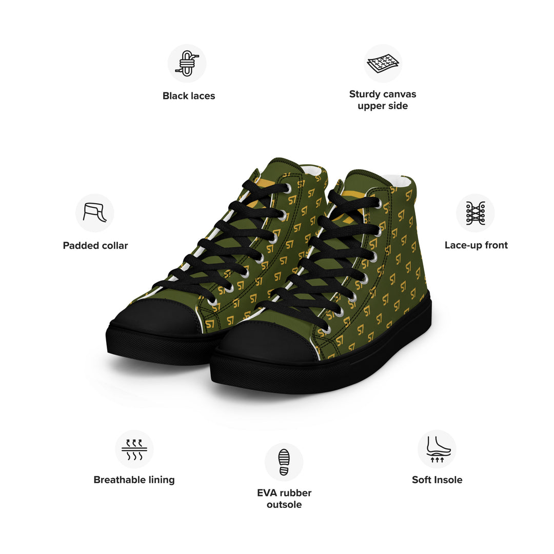 S7 Olive Royale | Women’s Monogram High-Top Canvas Sneakers