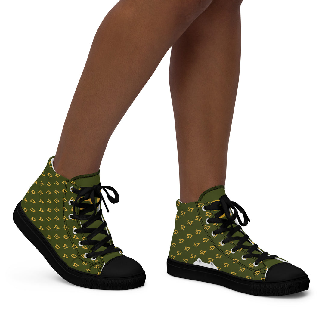 S7 Olive Royale | Women’s Monogram High-Top Canvas Sneakers