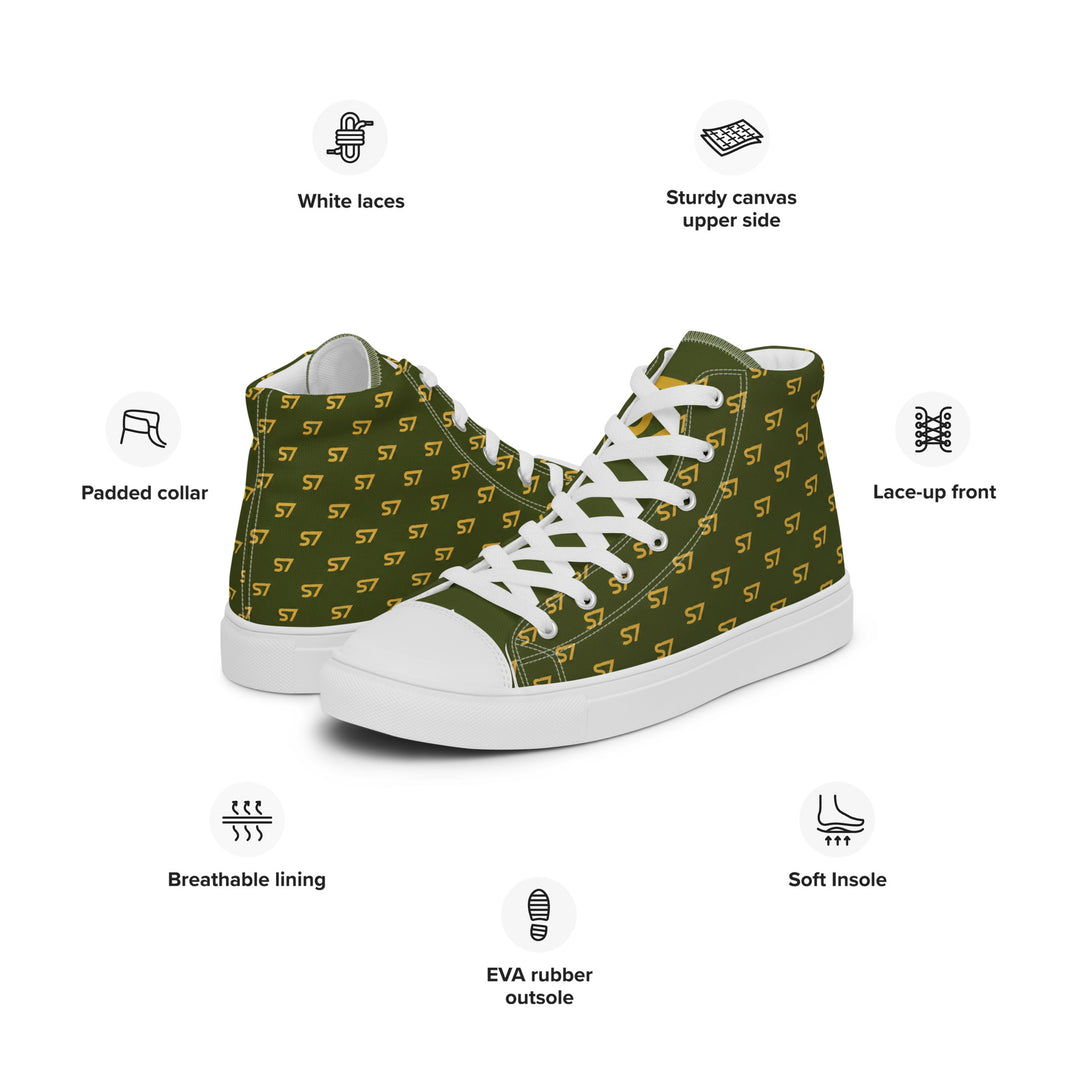 S7 Olive Royale | Women’s Monogram High-Top Canvas Sneakers