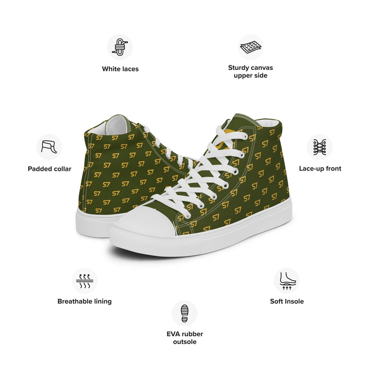 S7 Olive Royale | Women’s Monogram High-Top Canvas Sneakers