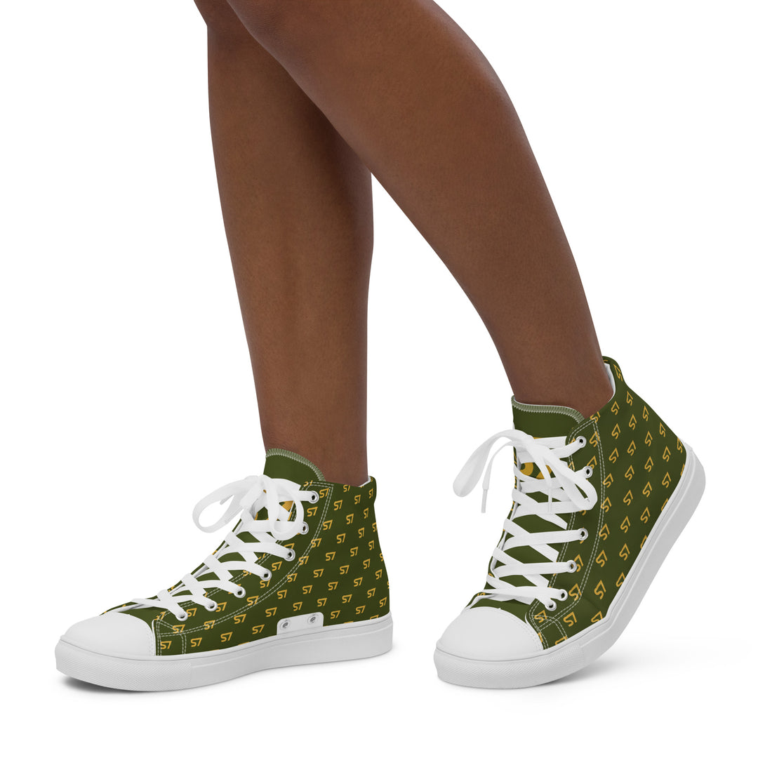 S7 Olive Royale | Women’s Monogram High-Top Canvas Sneakers