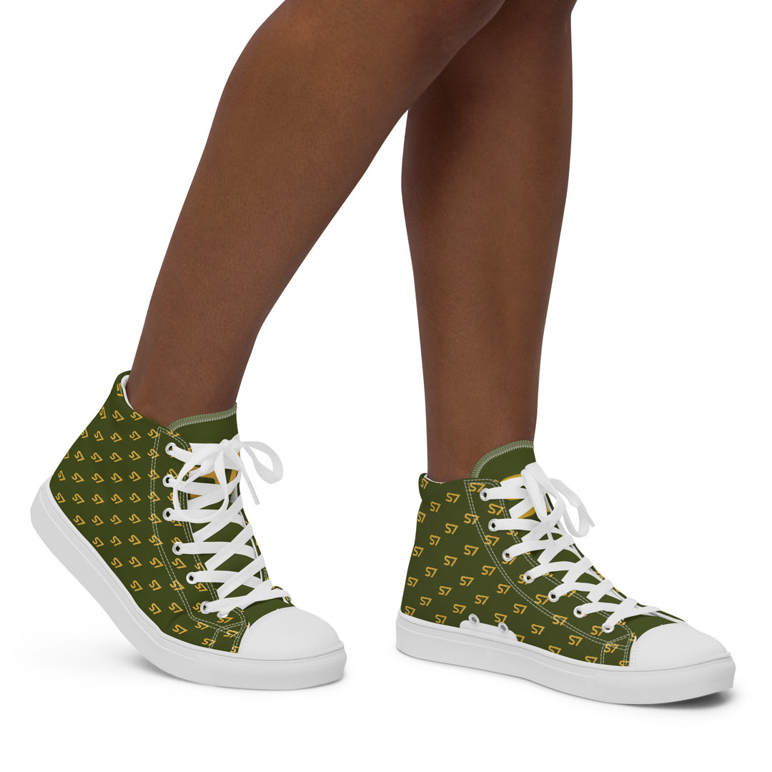 S7 Olive Royale | Women’s Monogram High-Top Canvas Sneakers