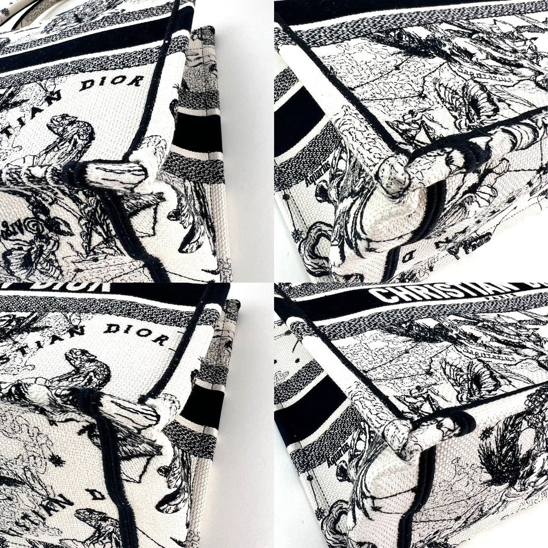 Christian Dior Book Embroidered Canvas Medium Stars and Signs Black Tote luxury bags close-up detailing