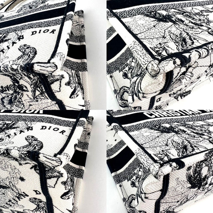 Christian Dior Book Embroidered Canvas Medium Stars and Signs Black Tote luxury bags close-up detailing
