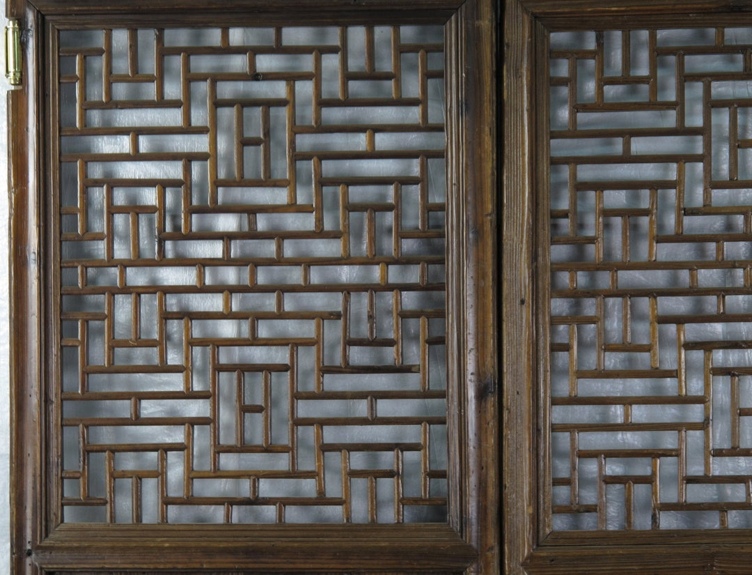 Z-Pair of Antique Chinese Double Happinese Lattice Door
