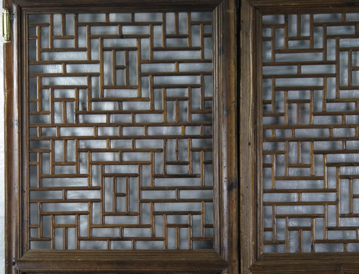 Z-Pair of Antique Chinese Double Happinese Lattice Door