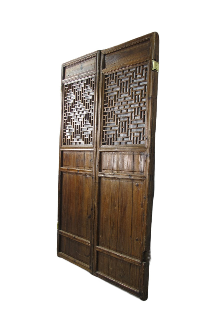 Z-Pair of Antique Chinese Double Happinese Lattice Door