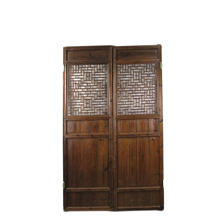 Z-Pair of Antique Chinese Double Happinese Lattice Door