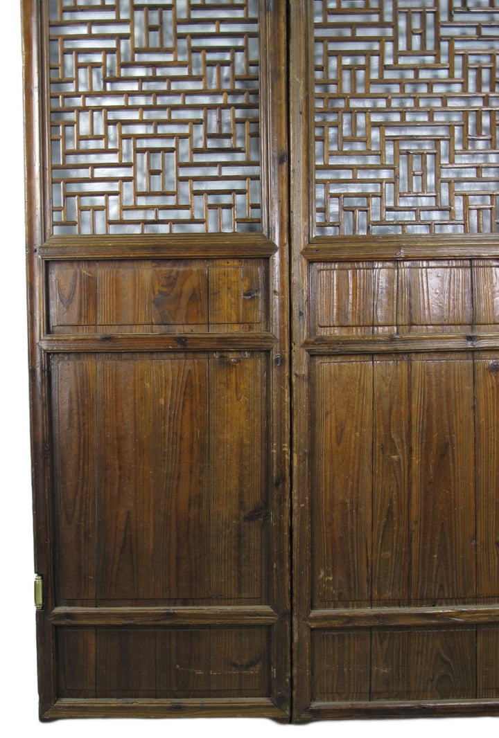 Z-Pair of Antique Chinese Double Happinese Lattice Door