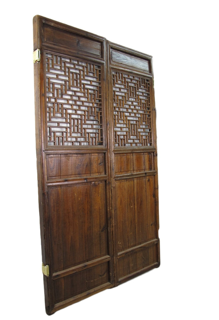 Z-Pair of Antique Chinese Double Happinese Lattice Door