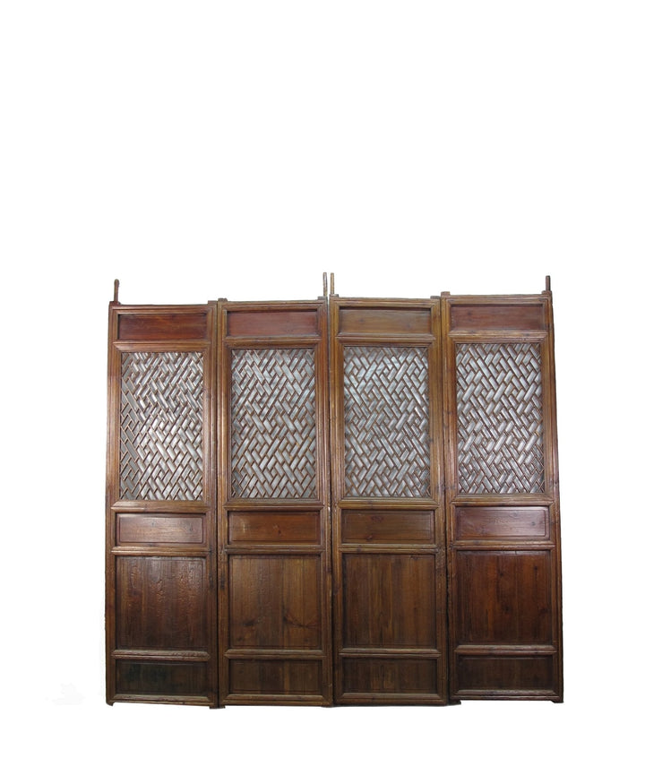 Set of 4 Antique Lattice Screen Door Panel