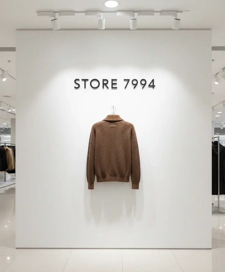 Brown textured sweater on a white background